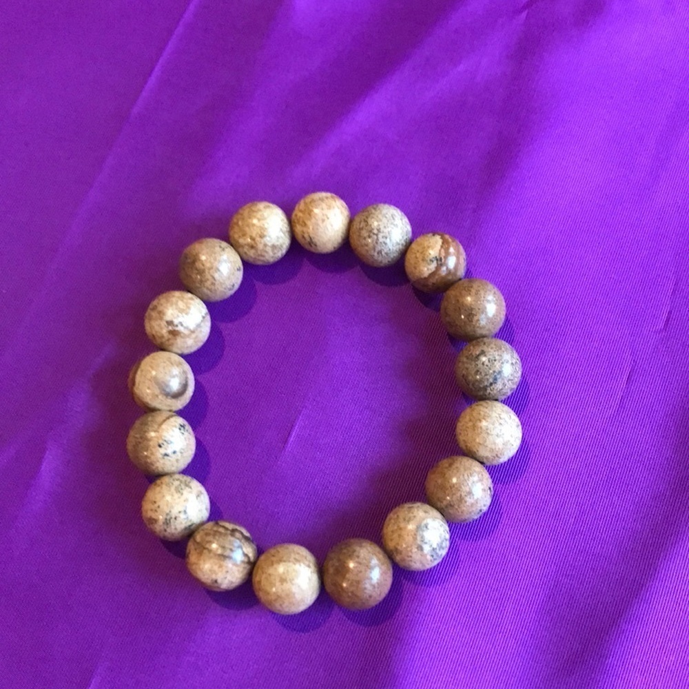 NEW  without tag Picture Jasper beaded stretch bracelet
